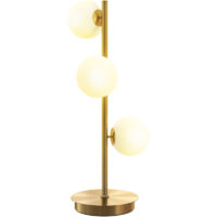 Accessoires pour luminaire d'extérieur Lampe de chevet avec 3 abat-jours globe, lampe de table moderne avec base en acier et douilles G9, 53H cm, ton laiton