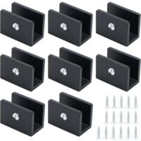 Glasklemmen für Glas, 8 Stück, eckig, Edelstahl, für 8-10 mm plane Flächen, für plane Flächen und Spiegel, schwarz