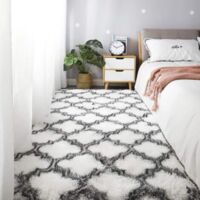 Tapis Chambre Tapis de Décoration Tapis Moelleux Tapis Shaggy Longues Soft Tapis pour Salon Tapis Antidérapant pour Salon Chambre Tapis de Plancher(Blanc, 120 160cm)