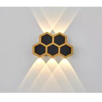 Appliques murales d'extérieur LED 5 W, noir et doré, étanches, éclairage vers le haut et vers le bas, blanc chaud