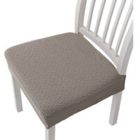4 Pcs Removable and Washable Jacquard Dining Chair Cushion Cover - Taupe, solid colour stretch chair cover cover, hotel home dining chair cover