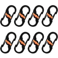 8 Pièces S Mousquetons Crochet Mousqueton Mousqueton en Métal Mini Mousqueton Forme S Mousquetons S Bague Mousqueton Noir en Acier Inoxydable pour Voyages Camping Randonnée Pêche