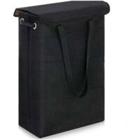 (Black) 45 Litre Slimline Foldable Laundry Hamper with Lid - Extra Large Capacity Laundry Hamper - 39x19x60cm - Narrow Laundry Hamper