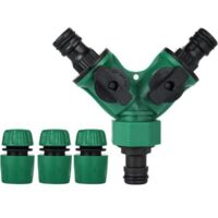 Connecteur de Raccord Tuyau D'arrosage, Embout Tuyau Arrosage, Séparateur de Tuyau en Y, Adaptateur Robinet Tuyau Arrosage, Gardena Raccord avec 2 Sorties Vannes pour Robinet Jardin