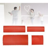 4 PCS Outil de Grain de Bois en Caoutchouc Rouleau Peinture Imitation Bois Grain de Bois pour Peinture Murale Rouleau Peinture Effet Bois pour Mur, Meuble, Porte, Cadre de Fenêtre, Rouge