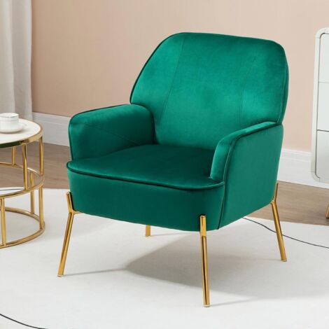 Fauteuil de Salon en Velours avec accoudoirs, Fauteuil rembourré Confortable pour Chambre et Salon - Vert
