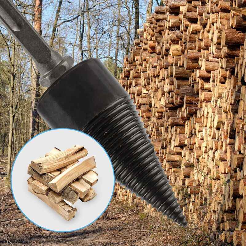 Foret Fendeur de Bûches de 42 Mm, Cône de Vis de Forage à Tige Ronde, Fendeur de Bois de Chauffage, pour Perceuse électrique Fendu de Bois de Chauffage