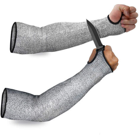 Manchettes de protection de bras 45 cm classe 5 coupe 2 paires de protections de manches résistantes à la chaleur pour cuir fin frotté hommes femmes (1/5)