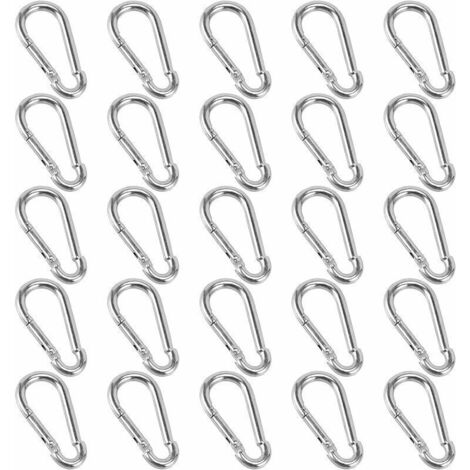 Lot de 25 mousquetons 40 x 4 mm – Mousquetons légers pour sacs à dos, laisses de chien, camping, pêche – Charge max 50 kg