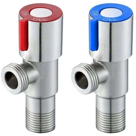 Robinet équerre d'arrêt en acier inoxydable 304 – Lot de 2 vannes d'angle G1/2 – Résistant à la rouille et à la corrosion – Installation facile