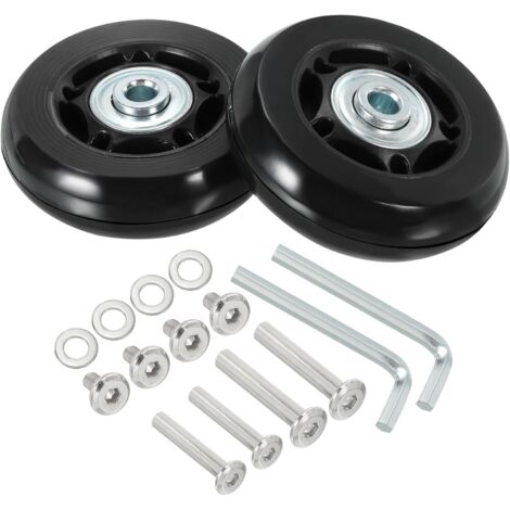 Roues de remplacement pour valise 60 mm – Lot de 2 roues pivotantes en PU – Capacité de charge élevée – Installation facile avec vis et rondelles
