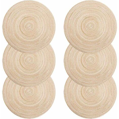 Sunxury – Sets de table – Lot de 6 – Rond 35 cm – Polypropylène et coton – Résistants à la chaleur jusqu'à 70°C – Antidérapants et antibactériens