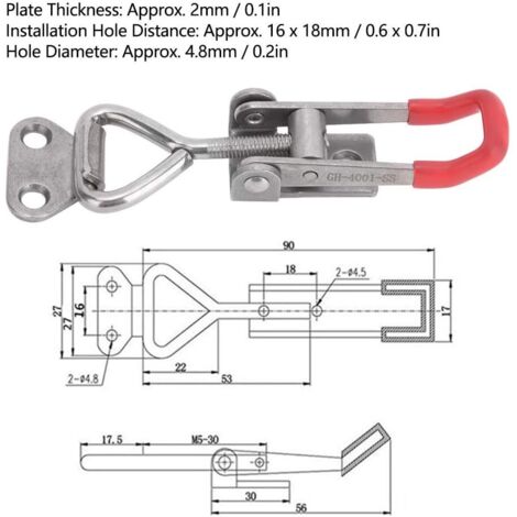 Ahlsen fermoir en acier inoxydable Hasp réglable pince à levier en