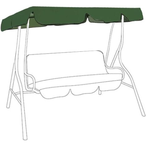 Toit de Rechange pour Balancelle de Jardin Imperméable en 210D Toit de balançoire Canopée pour Balancelle Remplacement Pare-Soleil à Bascule Jardin Anti-UV (Vert, 195x125x15cm)-trois places
