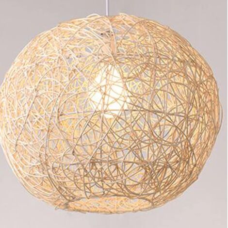 Ineasicer – Suspension luminaire en rotin – Lampe suspendue avec ampoule – Fait main pour intérieur et extérieur – Décor chaleureux pour maison et chambre