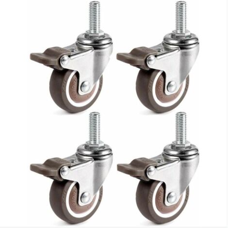 Treetalk – Pack de 4 roulettes pivotantes 25mm – Capacité de charge 15kg par roulette – TPE et acier – Installation rapide avec tige filetée M6×15