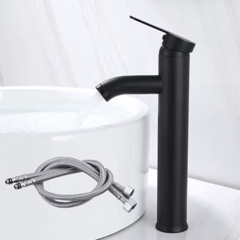 Robinet de lavabo, grand robinet de salle de bain avec eau chaude et froide, surface froide, tête de dragon spéciale, mitigeur d'eau spécial Myled, robinet de salle de bain noir (1/5)