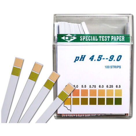 Bandelettes de test de pH 100 pièces, papier de test tournesol, plage de mesure 4,5-9, papier indicateur universel, test d'acidité pour aquariums, eau potable,de DEBUNS