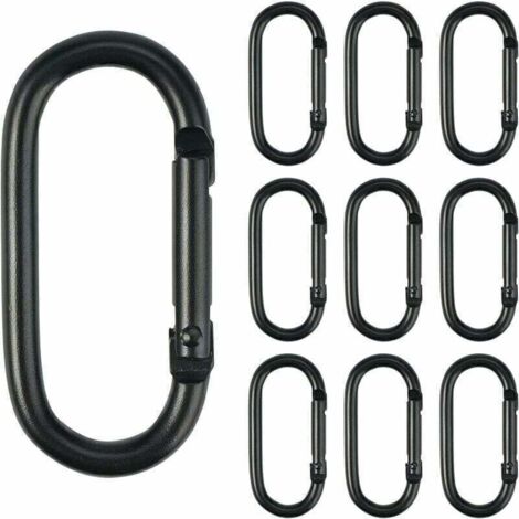 10PCS Mousqueton, 2cm5cm Petit Mousqueton Noir, Mini Mousquetons Aluminium Porte Clé d'escalade à Ressort Clips, Mousquetons pour Fixer des Équipements pour Maison Voyageant Camping Pêche RV,de DEBUNS