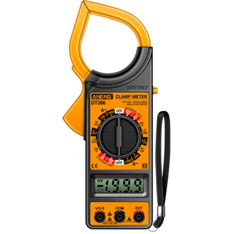 Pince ampèremétrique numérique True RMS DT266 LCD 1 999 points, testeur de tension de courant AC/DC, multimètre, pince ampèremétrique avec écran LCD