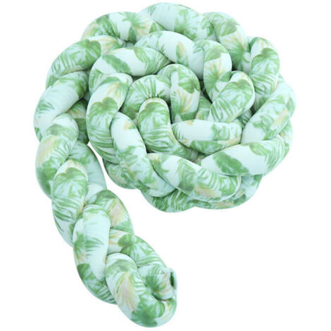 Tour de lit bébé- 3 Tissage Bébé Coussin Serpent Tressé Pare - Choc Velours Protection lit Bumper Pépinière pour Les Nouveau-Nés Lit Chambre Décor avec, vert feuille—1M..DEBUNS