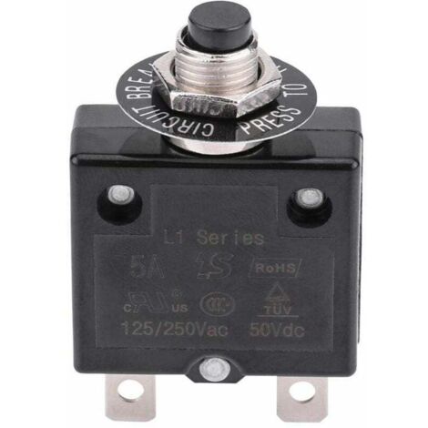 Disjoncteur 10A Interrupteur thermique de réinitialisation en option, 125-250V AC 50V DC Disjoncteur à bouton-poussoir de protection contre les surcharges de courant