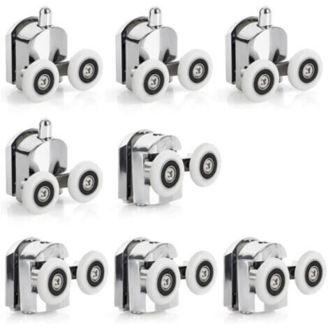 8 Roulettes Porte de Douche Coulissante - Roulette Porte Coulissante Douche en Alliage de Zinc 23 mm de Diamètre - Roues Jumelées de Rechange pour Salle de Bain (1/5)