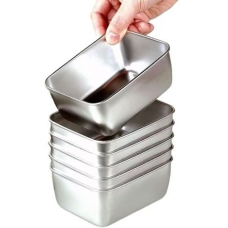 Lot de 6 boîtes de conservation alimentaire avec couvercles, réutilisables, en acier inoxydable, passent au four, au congélateur et au lave-vaisselle (2214.56.5cm) (1/5)