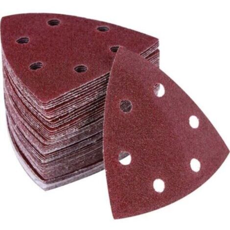 Lot de 100 Triangles abrasifs - 6 trous - 90 x 90 x 90 mm Pour ponceuse delta - Feuilles abrasives triangulaires - Ponçage et polissage(320)--
