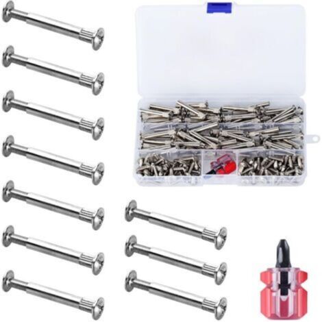 Ensemble de 140 Pièces de Connecteurs de Meubles M4, Vis de Raccordement (70 x Vis pour Meubles, 70 x Vis à Gaine), Vis de Connexion pour Meubles avec Filetage pour Meubles de 31-40mm (1/5)