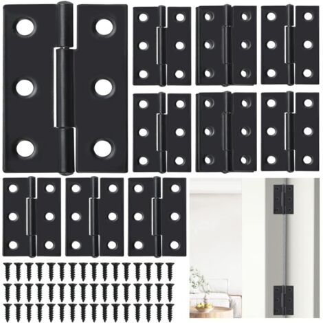 24PCS Charniere Porte Charniere Invisible 34  55mm Charnière Plate Charniere Noire Porte Placard Charnières de Porte Amovibles Charnières de Porte à Roulement à Billes avec Vis pour Meuble-INHHUB