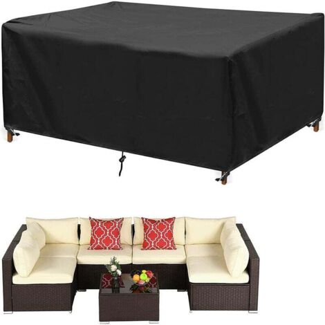 Housse pour Salon de Jardin, Grande Bache pour Salon Robuste Housse pour Table et Chaise de Jardin Imperméable, Anti-UV Bache Protection pour Salon, 350x 260 x 90cm, Noir (1/5)