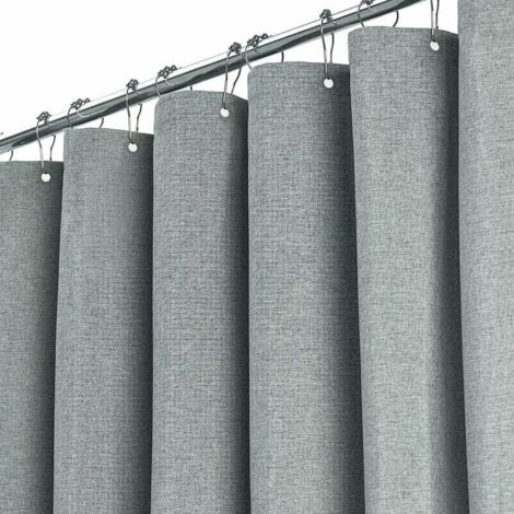 Dpzo – Rideau de douche extra long 180 x 240 cm – Tissu polyester texturé – 12 crochets plastiques – Ourlet lesté pour maintien