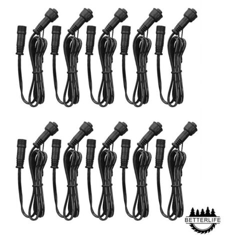 Cable Rallonge, 10 Pack, Pour Spots LED Encastrables,Etanche IP67,1M / 3.3Ft, 2Pin, avec connecteurs mâles et femelles (1/5)