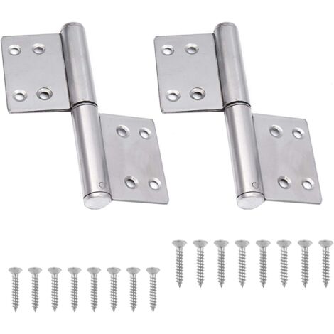 2PCS Charnières en Acier Inoxydable, Charnieres Silencieuses avec 12 Vis pour Bricolage de Meubles (1/4)