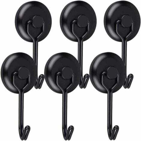 Crochet Aimanté Puissant 14 kg 20D Crochet Magnetique Frigo Noir Néodyme Pivotants Aimant Crochet Magnétique Crochets Aimantés Magnétiques pour Cuisine Torchon Tableau 6pcs--INHHUB