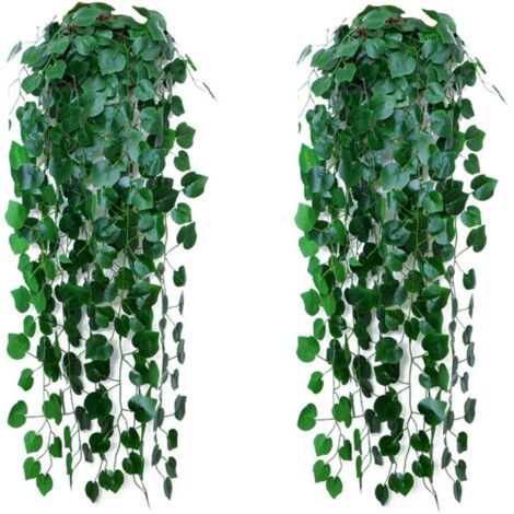Guirlande de Lierre Artificiel, Plantes de Vigne Retombantes pour Intérieur et Extérieur, Décoration Murale, 2 Pièces
