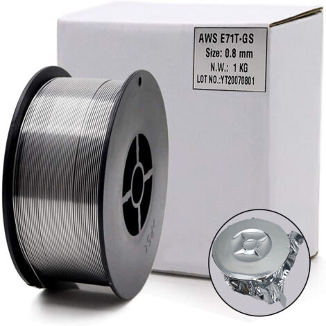 Bobine de fil fourré E71T-GS 0.8mm 1kg – Soudage MIG sans gaz – Résistance au vent – Pour joints à recouvrement et d'angle
