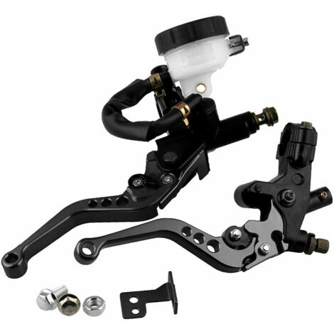7/8 "Leviers D'Embrayage De Frein De Moto Ensemble De Reservoir De Maitre-Cylindre Universel Reglable, Noir (1/5)