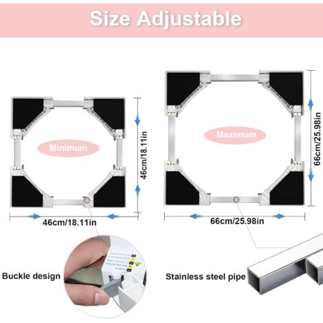 Kit de superposition pour lave-linge et sèche-linge, antidérapant, gain de place, plage de réglage de 48 à 75 cm Maison et jardin Pièces et accessoires 1 kit de superposition pour lave-linge et sèc