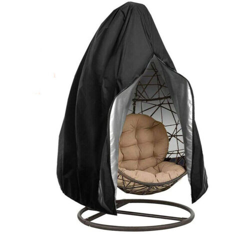 Couverture de Chaise Suspendue, Housse de Fauteuil Suspendu, Housse de Protection pour Oeufs Chaise, Imperméable Housse Meuble Couverture avec Fermeture à Glissière, 230x200cm (Noir) (1/4)