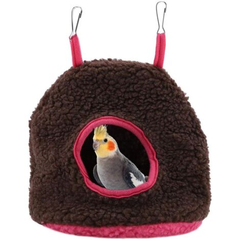 Hamac Oiseau, Nid perroquets Peluche Oiseaux lit de nid en Peluche Berbère Berbère en Molleton berçant pour Perroquet Perroquet Conures Macaw (S, marron) (1/5)