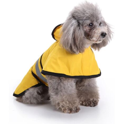 Umnuou – Manteau de pluie réfléchissant pour chien – Imperméable en tissu polyester respirant – Capuche PVC – Couleur jaune – Taille 2XL (1/5)