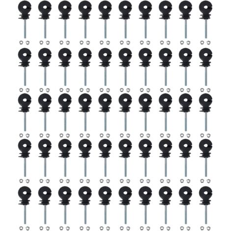 Lot De 50 Isolateurs De Clôture Électrique, Isolateur De Clôture Électrique À Visser Pour Élevage D'animaux, Accessoires De Système De Grille Tube Tétragone Tube Rond Tube De Fer D'angle