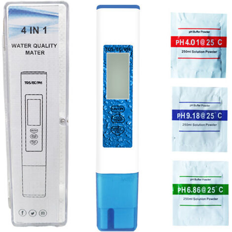 Testeur d'eau Numérique, Stylo de Test de qualité de l'eau PH TDS EC Temp Portable Sensible pour Piscine pour Eau Potable (Bleu) (1/5)
