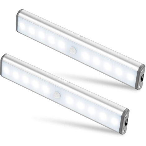 Lot de 2 lampes LED sans fil 10W – Rechargeables USB – Détecteur de mouvement – 100 lumens – Température couleur 6000K – Installation aimantée (1/5)
