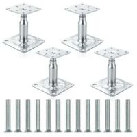 Support de colonne galvanisé réglable 100-150 mm – Acier galvanisé pour treillis et pergolas – Lot de 4 unités