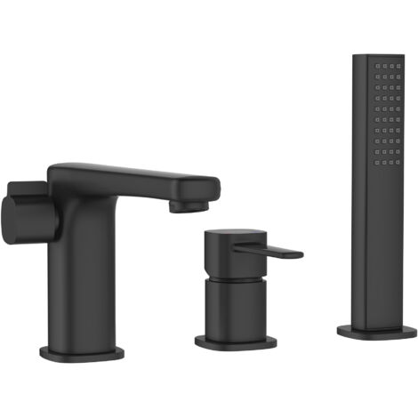Robinet 3 Trous Noir Poignée Douche Mitigeur Salle De Bain Faible Encombrement (1/5)