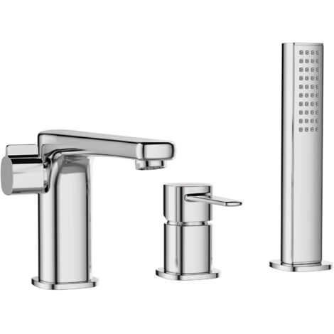 Robinet 3 Trous Chromé Poignée Douche Mitigeur Salle De Bain Faible Encombrement (1/5)