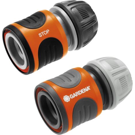 Gardena raccords rapide aquastop 13 mm (1/2 pouce) et 15 mm (5/8 pouce): pour début et fin de tuyau, raccord compatible avec toutes les pièces OGS, anti-UV, antigel (18279-20) (1/5)
